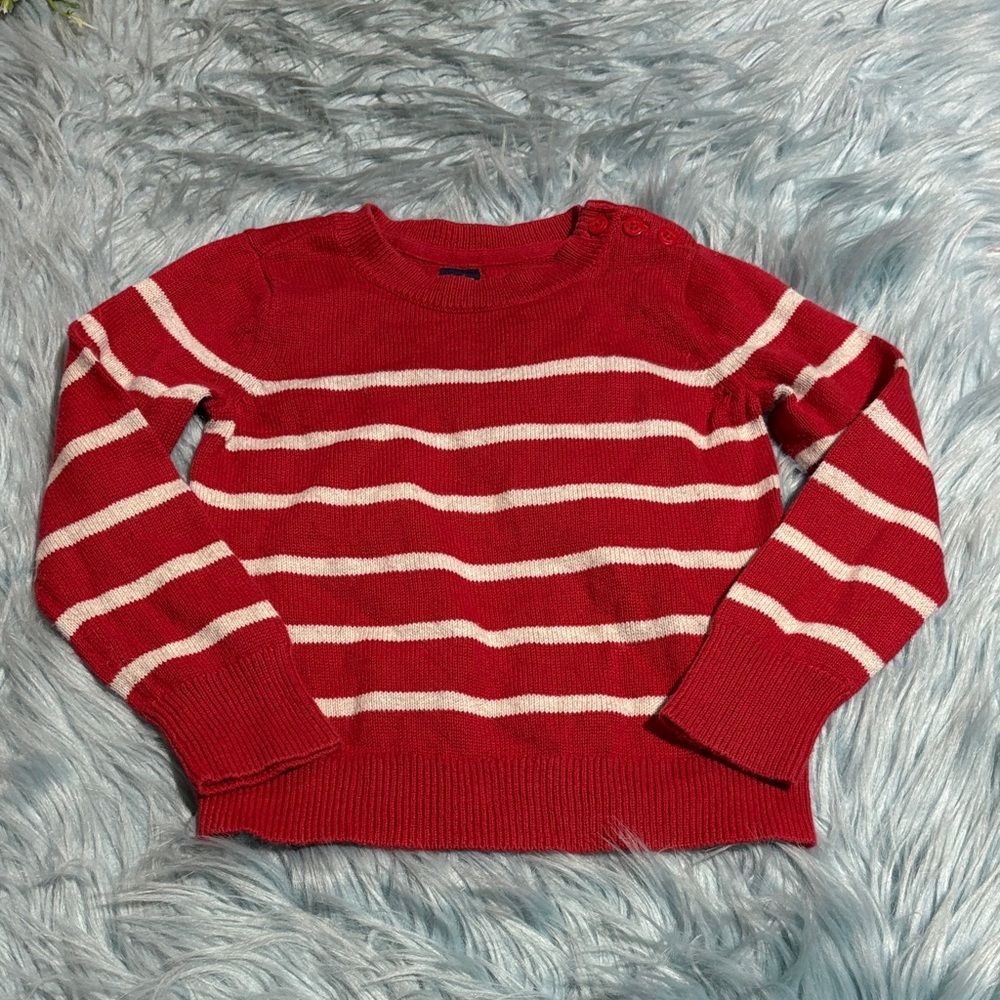 baby GAP Red and White Striped Knit Sweater